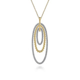 14K White-Yellow Gold Multi Oval Bujukan Diamond Pendant Necklace