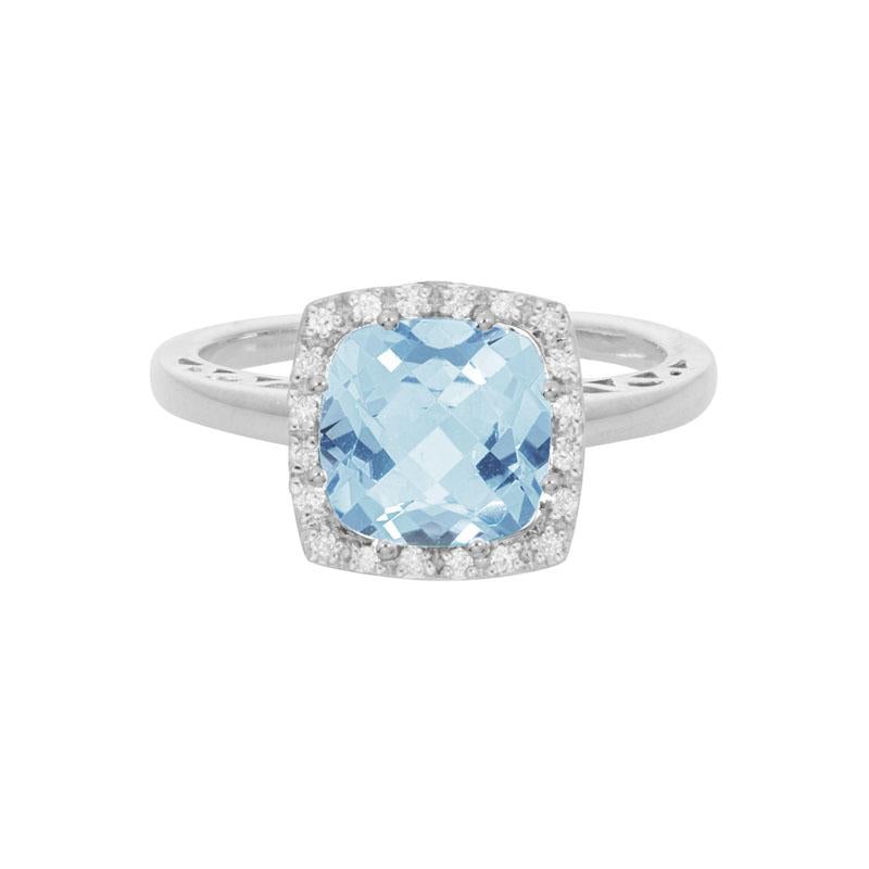 Aquamarine Halo Ring