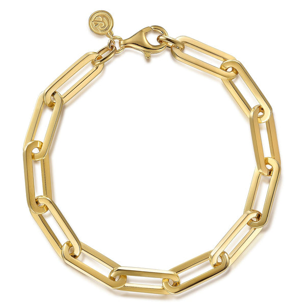 14K Hollow Paperclip Chain Bracelet