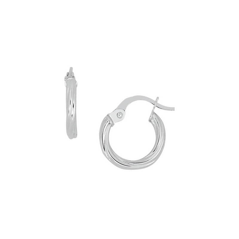 14K White Gold Tiny Twisted Hoop Earrings
