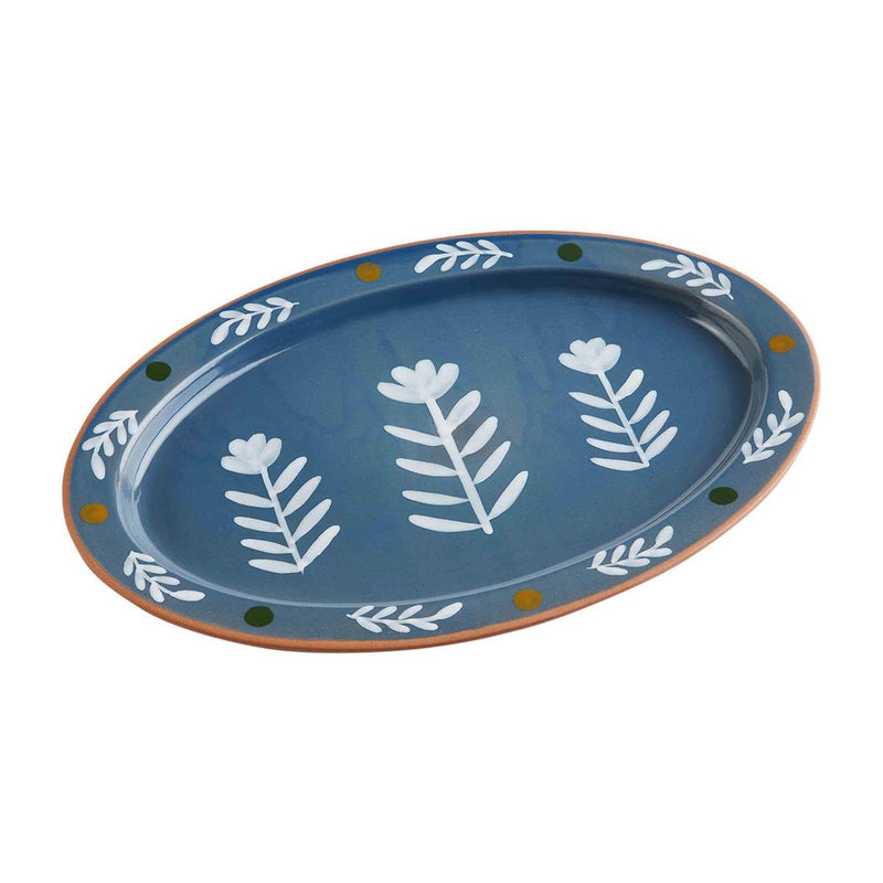 Blue Floral Dot Platter