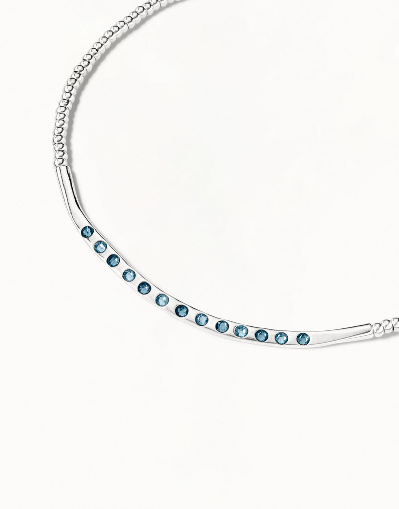 UNOde50 Silver Bar Necklace With Blue Stones