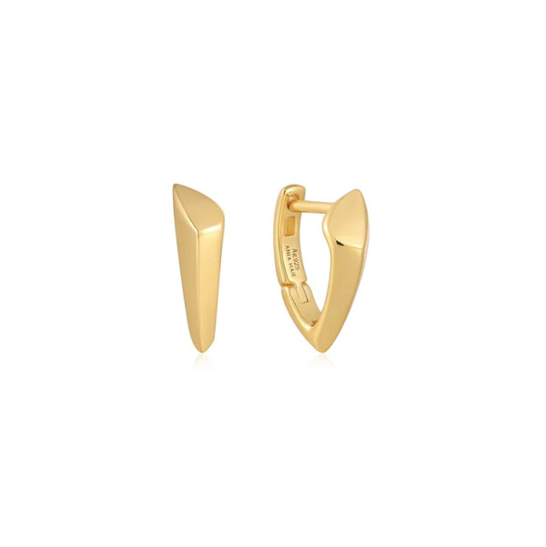 Sterling Silver - Gold Plated Arrow Huggie Hoop Earrings - Ania Haie