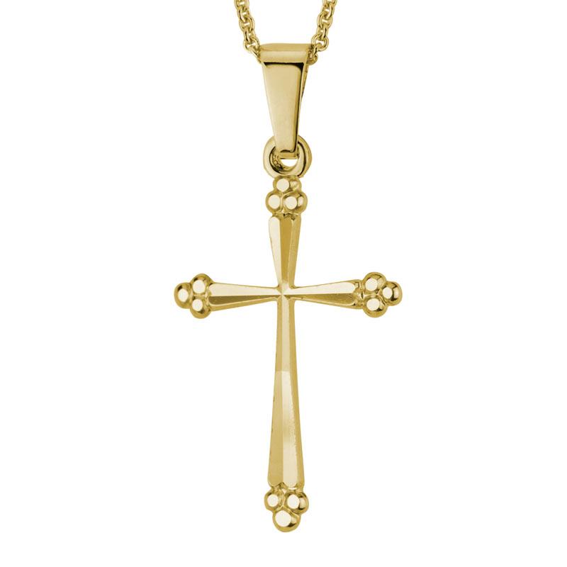 Artistry Limited 14K Yellow Gold Beaded Ends Cross Necklace