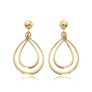 14K Gold Double Pear Shape Drop Earrings