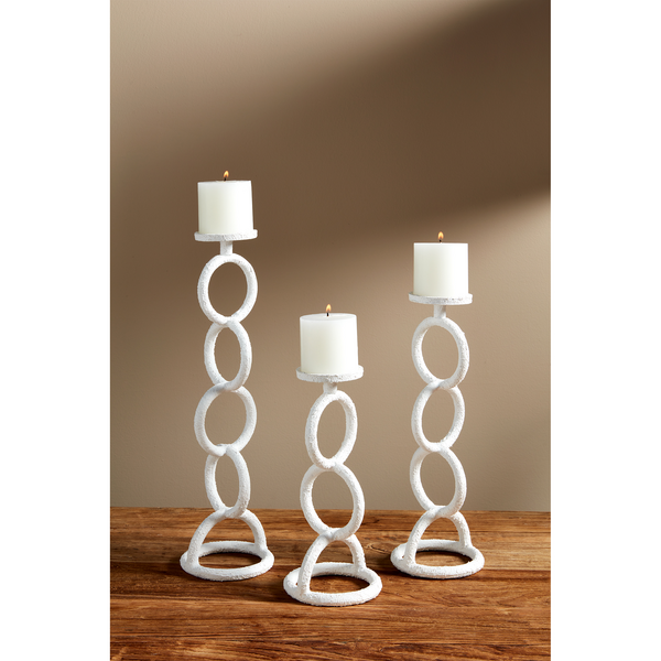 Mud Pie White Link Candlestick - Large