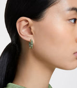 Swarovski Matrix Hoop Earrings with Green Stones - Gold Plated