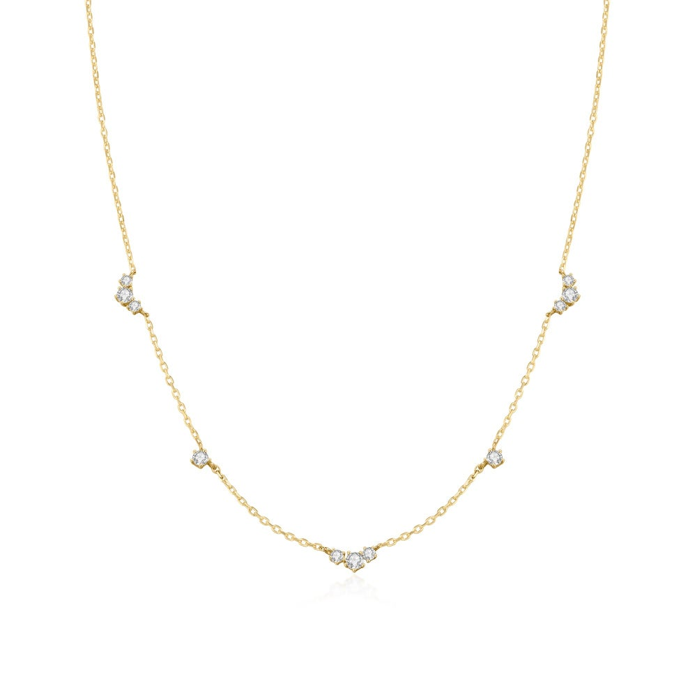 Gold Cluster & Single Station Necklace