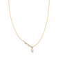 Gold Half-Bezel Angled & Dangle Teardrop Necklace