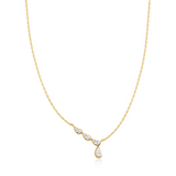 Gold Half-Bezel Angled & Dangle Teardrop Necklace