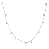 Silver Bezel-Set Droplet Station Necklace