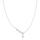 Silver Half-Bezel Angled & Dangle Teardrop Necklace