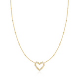 Gold Bezel-Set Round Open Heart Necklace