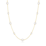 Gold Alternating Shell Pearl Station Necklace