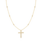 Gold Bezel-Set Station Necklace with Cross Pendant
