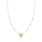 Gold Pavé Heart with Bezel Station Necklace