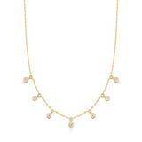 Gold Graduated Bezel Round Drop Station Necklace