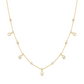Gold Bezel Round & Teardrop Drop Station Necklace
