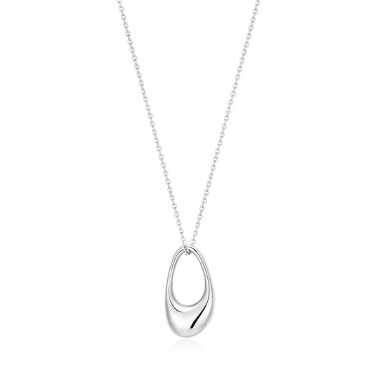 Silver Hollow Organic Pebble Necklace