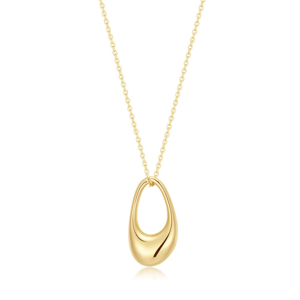 Gold Hollow Organic Pebble Necklace