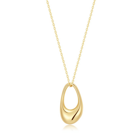 Gold Hollow Organic Pebble Necklace