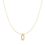 Gold Sparkling Oval Hoop Pendant Necklace
