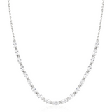 Silver Half-Bezel Oval Half-Tennis Necklace