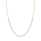Gold Half-Bezel Oval Half-Tennis Necklace