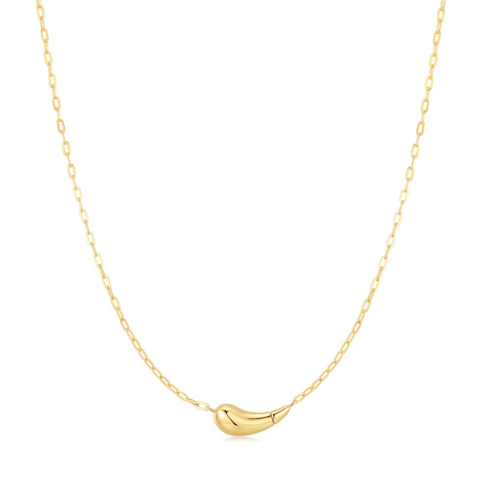 Gold Curved Teardrop Necklace
