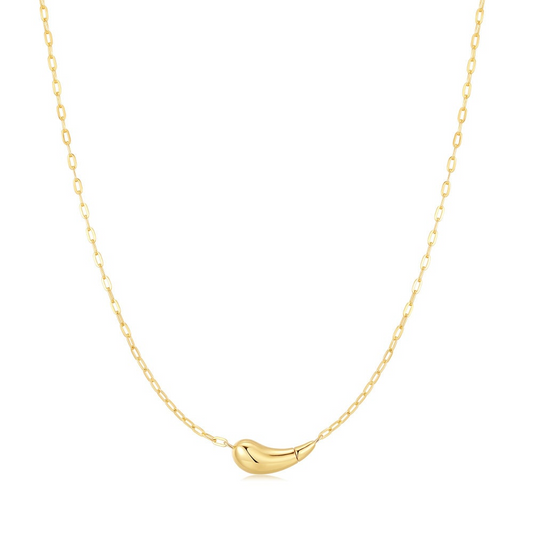 Gold Curved Teardrop Necklace