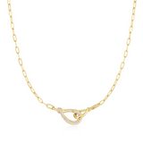 Gold Interlocked Pavé & Polished Knot Necklace