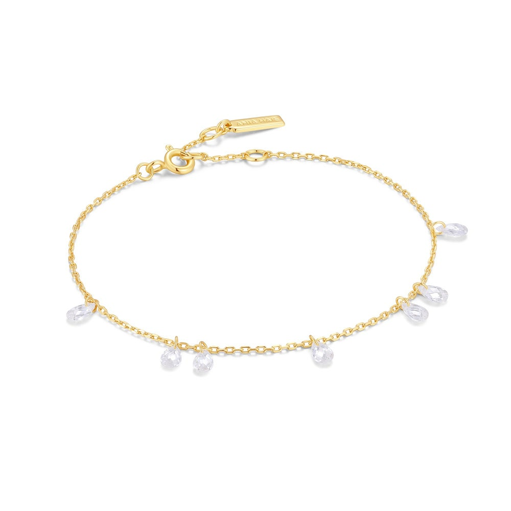 Gold Ethereal Teardrop Dangle Station Bracelet