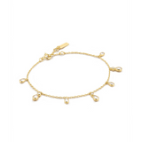 Gold Bezel-Set Teardrop Dangle Station Bracelet