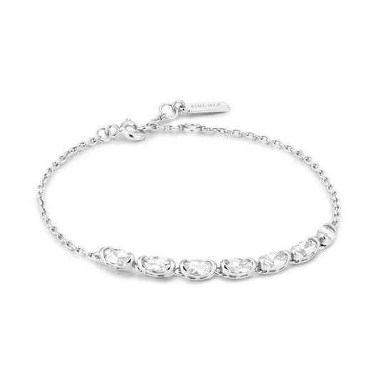 Silver Half-Bezel Oval Half-Tennis Bracelet