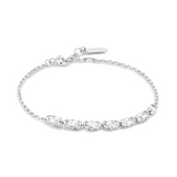 Silver Half-Bezel Oval Half-Tennis Bracelet
