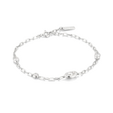 Silver Bezel Pebble Station Bracelet