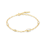 Gold Bezel Pebble Station Bracelet
