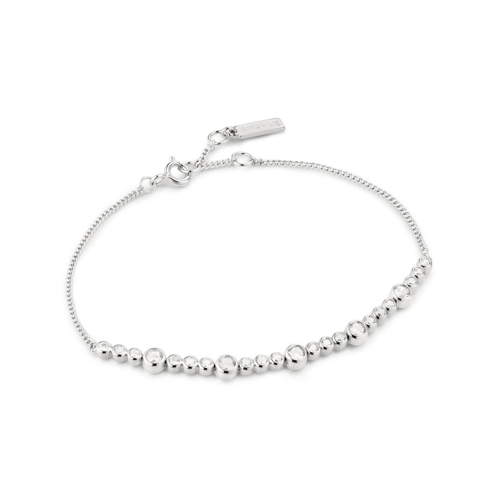Silver Alternating Bezel-Set Bracelet