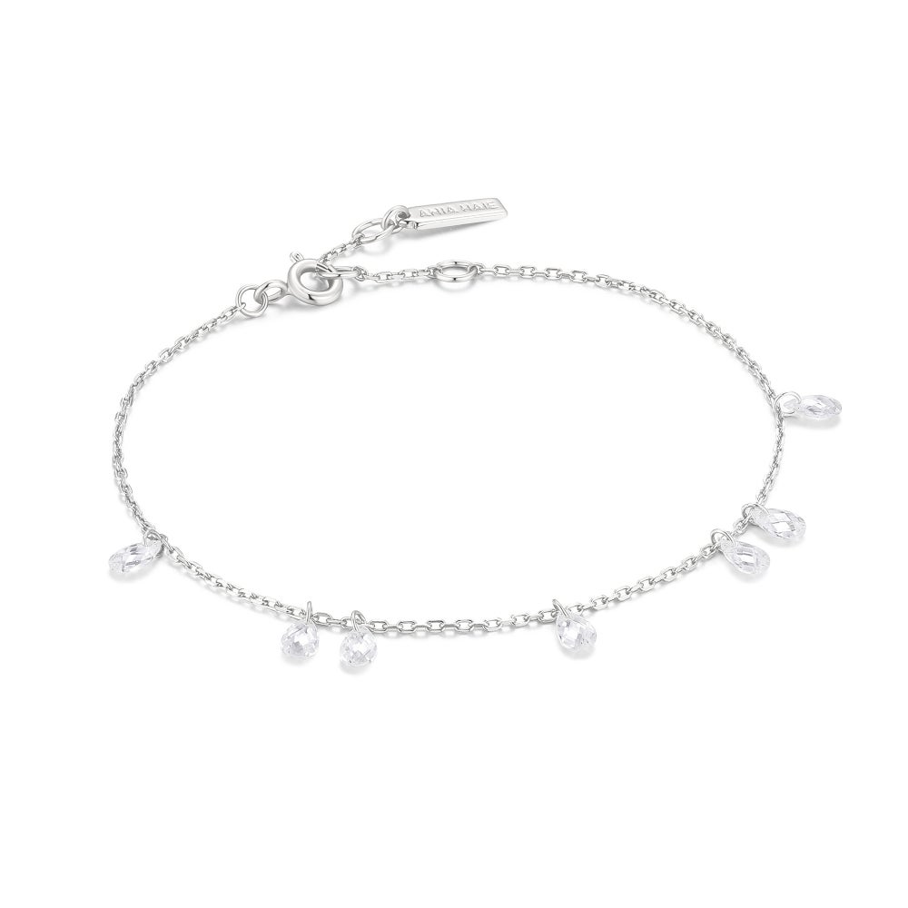 Silver Ethereal Teardrop Dangle Station Bracelet