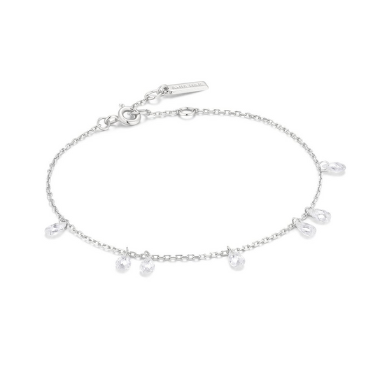 Silver Ethereal Teardrop Dangle Station Bracelet