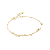 Gold Bezel-Set Droplet Station Bracelet