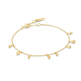 Gold Polished Teardrop Dangle Station Bracelet