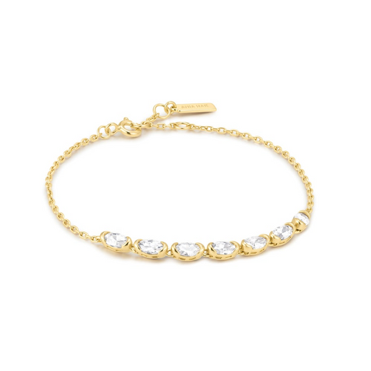 Gold Half-Bezel Oval Half-Tennis Bracelet