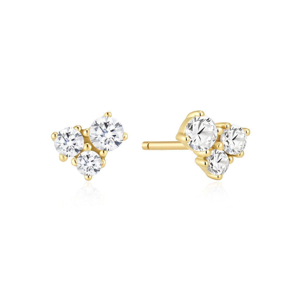 Gold Graduated Trinity Stud Earrings