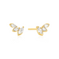 Gold Half-Bezel Triple Marquise Stud Earrings