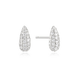 Silver Pavé Dome Stud Earrings