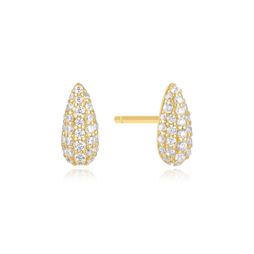 Gold Pavé Dome Stud Earrings