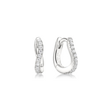 Silver Slim Pavé Wave Huggie Hoop Earrings