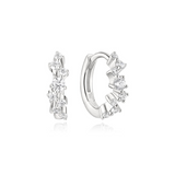 Silver Zig-Zag Pavé Huggie Hoop Earrings