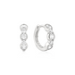 Silver Alternating Half-Bezel Huggie Hoop Earrings